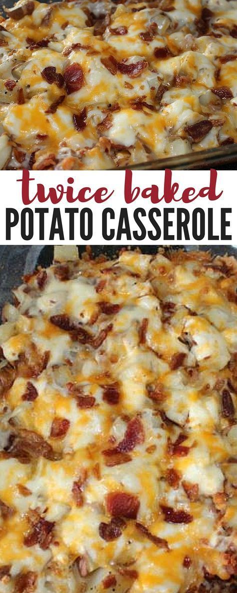 Twice Baked Potato Casserole, Twice Baked Potato, Twice Baked Potatoes Casserole, Baked Potato Casserole, Bacon And Cheese, Diner Recept, Potatoe Casserole Recipes, Twice Baked, Twice Baked Potatoes