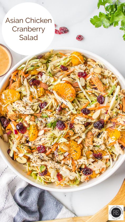 Chicken Cranberry Salad, Chicken Cranberry, Asian Salad Recipe, Asian Chicken Salads, Cranberry Salad, Asian Salad, Chicken Salad Recipe, Best Salad Recipes, Asian Chicken