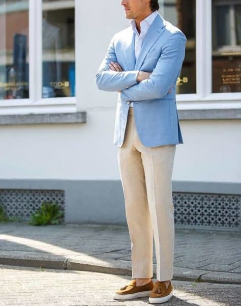 Mens Light Blue Blazer Outfit, Sky Blue Blazer Outfit Men Wedding, Sky Blue Outfit Men, Sky Blue Blazer Outfit, Sky Blue Blazer Outfit Men, Blue Blazer Outfit Men Casual, Light Blue Blazer Outfit Men, Blue Blazer For Men, Blue Jacket Outfits Men