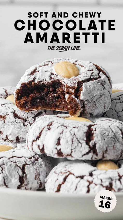 Chocolate Amaretti Cookies Amaretti Cookie Recipe, Rich Holiday, Italian Biscuits, Amaretti Cookies, Almond Meal Cookies, Italian Chocolate, Italian Cookie, Italian Cookie Recipes, Lemon Yogurt