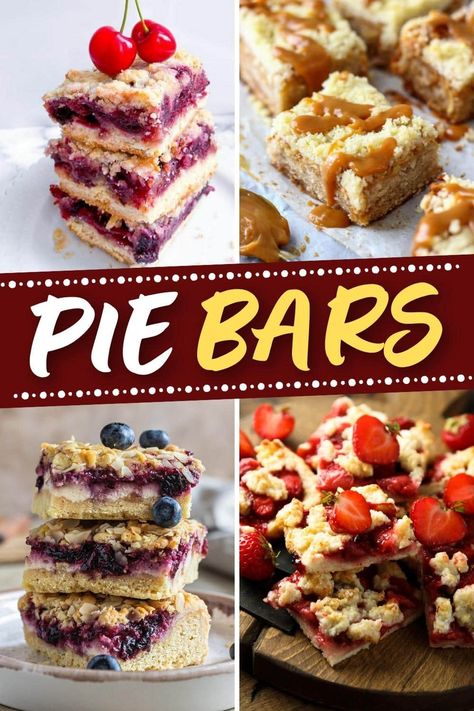 Forget the pie dish and complicated pastry and make these stunning pie bars instead. They're just as sweet and bright, but they're way easier to make. Bars With Pie Filling, Premade Pie Crust Ideas, Derby Pie Bars, Fruit Bars Recipe, Slab Pie Recipes, Pie Bars Recipe, Almond Pie, Healthy Pies, Easy Bar