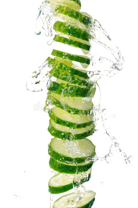 Cucumber Photography, Cucumber Aesthetic, Wellness Ads, Japanese Cucumber, Splash Of Water, Levitation Photography, Mint Water, Mind Diet, Water Packaging