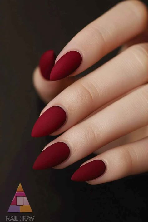 Acrylic Nail Designs One Color, Mate Red Nails Design, Mate Red Nails, Nail Designs Red Color, Matt Red Nails Design, Matt Nails Ideas, Red Claw Nails, Nails Acrylic Color Ideas, Mat Red Nails