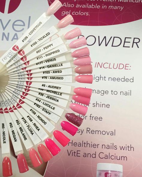 Revel nail pink powders Nail Dip Colors, Nail Dipping Powder Colors, Sns Nails Designs, Dip Colors, Dip Powder Colors, Dip Nail Colors, Sns Nails Colors, Nails Dip Powder, Revel Nail Dip Powder