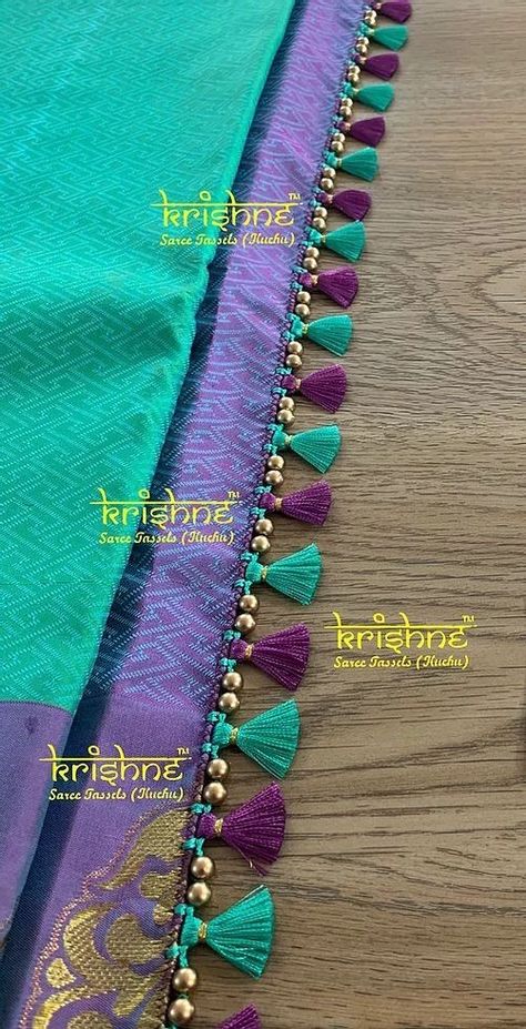 Saree Kuchu New Designs Simple, Baby Kuchu Designs, Easy Embroidery Patterns For Beginners, Dupatta Latkan, Crochet Dupatta, Easy Embroidery Patterns, Saree Tassel, Pallu Designs, Embroidery Patterns For Beginners