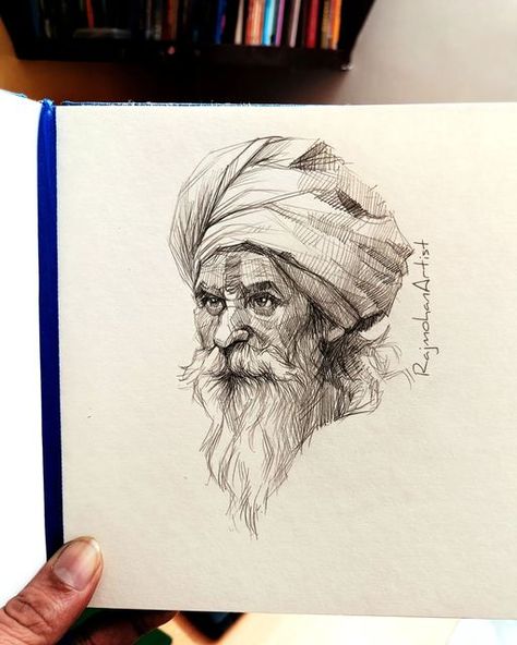 Old Man Portrait Sketch, Self Portrait Drawing Ideas Student, Human Portrait Sketch, Ajanta Paintings, Old Man Sketch, Rapid Sketches, Shiv Art, Human Face Sketch, Graphite Portraits