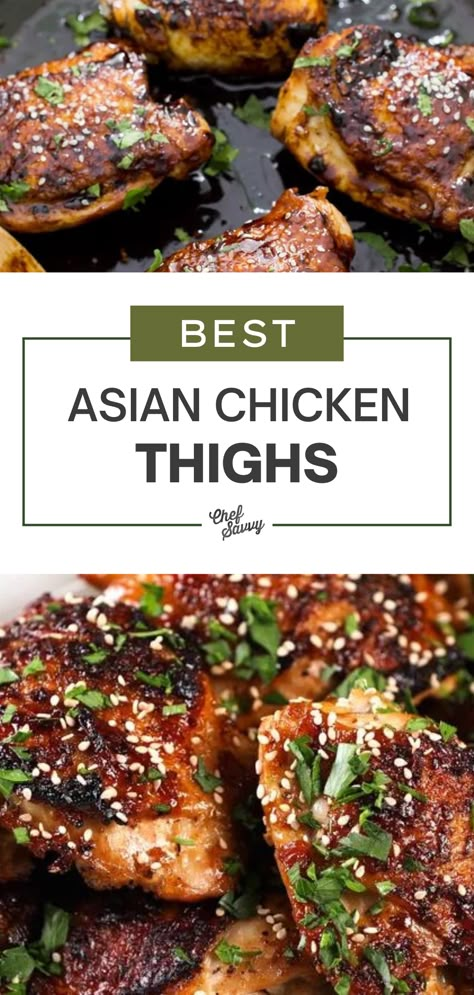 Chinese Chicken Thigh Recipes, Sticky Asian Chicken, Easy Chicken Thighs, Sticky Chicken Thighs, Asian Chicken Thighs, Chef Savvy, Best Easy Dinner Recipes, Chicken Thighs Recipes, Chicken Thighs Recipe