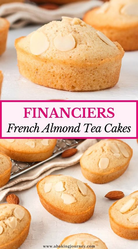 Baking With Tea Recipes, Small Cakes For Afternoon Tea, Tea Pastry Recipes, Simple Easter Recipes, Financier Cake Recipe, French Snacks For Kids, Friands Recipe Almond, Almond Muffins Recipes, Easy Afternoon Tea Ideas