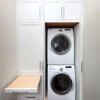 Stackable Washer And Dryer Design Ideas Laundry Bathroom Combo, European Laundry, Stacked Laundry, Narrow Laundry Room, Laundry Room Organization Storage, Stacked Laundry Room, Laundry Room Ideas Small Space, Laundry Room Closet, Laundry Room Layouts