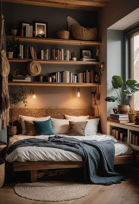 Bedroom Inspirations Cozy, Small Bedroom Interior, Bedroom Wall Decor Ideas, Minimalist Bedroom Decor, Dreamy Design, Luxe Bedroom, Boho Bedroom Ideas, House Bedrooms, Neutral Boho