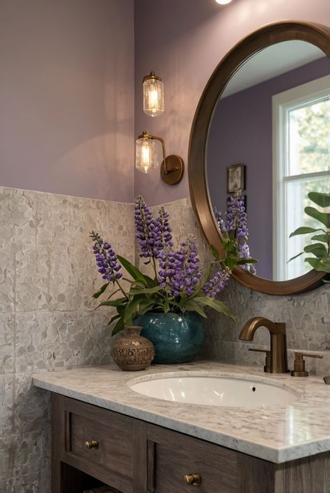 Discover the essential steps to select the perfect wall-mounted faucet style for your bathroom decor. Dive into the world of interior design with expert tips. #Ad #homedecor #homedesign #bathroom #Painthome interiorarchitecture best Wall Colors for Bathroom Colors Bright Room Colors best colors combinations bathroom bathroom Remodeling Modern Paint Colors 2024 Bathroom Purple Paint, Grey And Mauve Bathroom, Muted Purple Bathroom, Mauve And Gold Bathroom, Purple And Brown Bathroom, Light Mauve Bathroom, Bathroom Bright Colors, Purple Tile Bathroom, Dusty Rose Bathroom