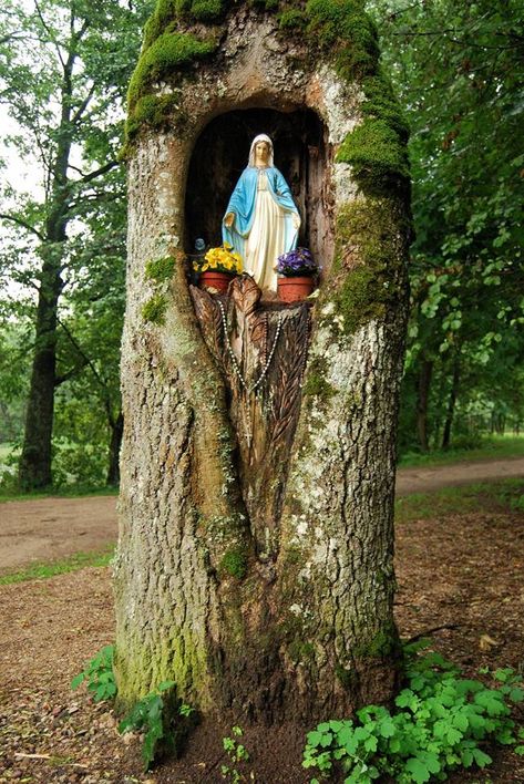 Marian Garden, New Orleans Style Homes, Mary Garden, Home Altar Catholic, Shrines Art, Catholic Altar, Prayer Garden, Deco Chic, Virgin Mary Statue