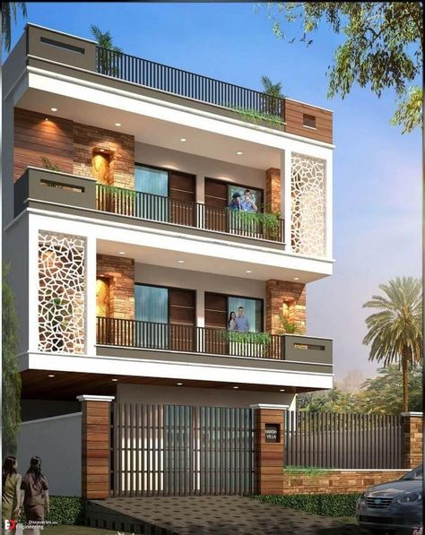 3 Storey House, 3 Storey House Design, Small House Front Design, Modern Exterior House, Small House Elevation, Small House Elevation Design, Small House Design Exterior, Front Elevation Designs, House Design Exterior