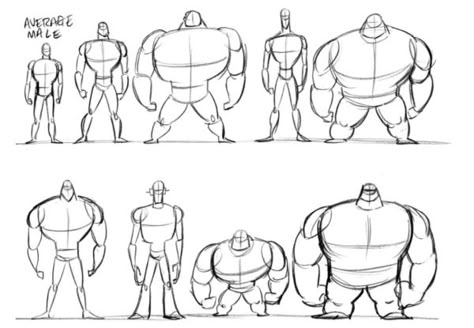 Shape Body Drawing, How To Draw Body Shapes, Character Body Shapes, Disney Character Body Shape, How To Draw Characters Using Shapes, Shape Based Character Design, Cartoon Proportions, Character Shapes Body Types, Character Design Head Shapes