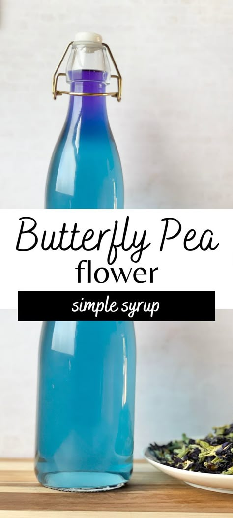 Coffee And Tea Bar Ideas, Tea Bar Ideas, Blue Butterfly Pea Flower, Dried Butterfly, Coffee And Tea Bar, Butterfly Pea Flowers, Simple Syrup Recipe, Edible Flowers Recipes, Butterfly Pea Tea