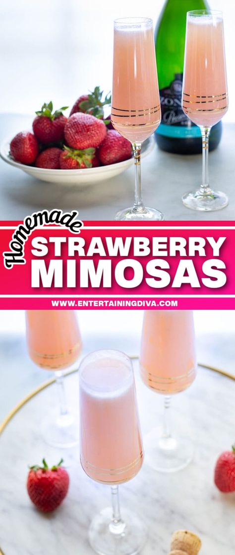 Strawberry Mimosa Recipe, Strawberry Mimosas, Mimosas Recipe, Classic Mimosa, Strawberry Mimosa, Party Ideas Summer, Mimosa Recipe, Jello Shot Recipes, Jello Shot