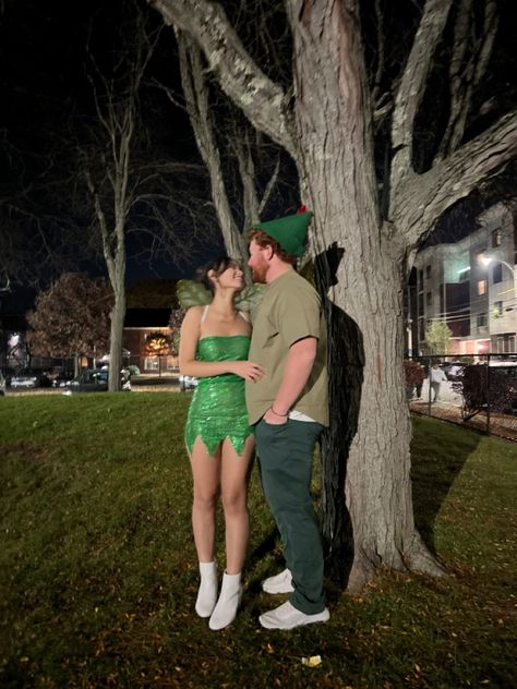 Couple Halloween Costumes Tinkerbell And Peter Pan Costume, Unpopular Couple Costumes, Peter Pan Mens Costume, Winx Couple Costume, Couples Halloween Costume Brown Hair, Couple Halloween Costumes Tinkerbell And Peter Pan, Peter And Tinkerbell Costume, Hallwoon Costumes Couples, Couples Concept Costumes