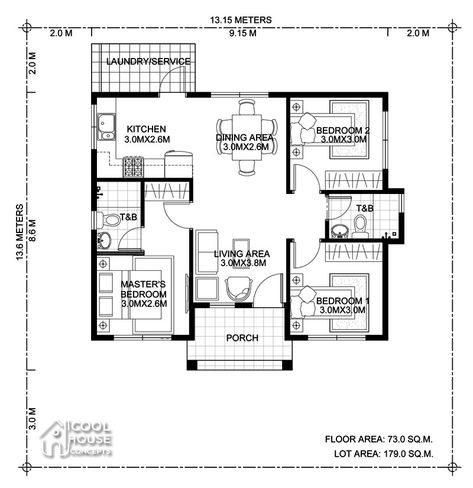 5 Bungalow House Design With 3 Bedrooms And 2 Bathrooms (Floor Plans Included) Bungalows Ideas, Residential Plan, 3 Bedroom Home Floor Plans, Bungalow House Floor Plans, 3 Bedroom Bungalow, Three Bedroom House Plan, Bungalow Floor Plans, House Pictures, Bathroom Floor Plans