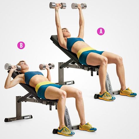 Bench Workouts, Bench Exercises, Weight Routine, Good Arm Workouts, Adjustable Bench, Bench Workout, Push Day, Arm Workout Women, Dumbbell Press