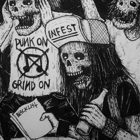 Mincecore Bands, Grindcore Aesthetic, Punk Illustration, Gutters And Downspouts, Arte Zombie, Anarcho Punk, Blackwork Tattoos, Punk Culture, Punk Poster