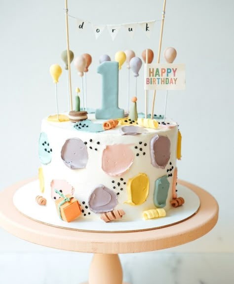 2 Yr Birthday Cake, Cute First Birthday, First Bday Decoration Ideas, Neutral First Birthday, Birthday Cake 3 Yrs Old, Silly Goose Cake, Birthday Cake 2 Year Boy, Colourful Cakes Birthday, First Birthday Aesthetic