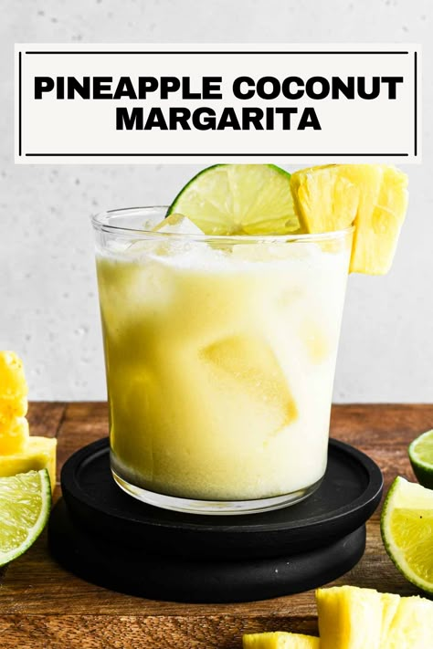 Pinapple Margarita Recipes, Coconut Milk Margarita, Coconut Chili Margarita, Pineapple Coconut Margarita Recipe, Pineapple Paloma Cocktail, Tequila Coconut Cocktails, Tequila Drinks With Pineapple Juice, Recipes With Canned Coconut Milk, Tequila Pineapple Cocktails