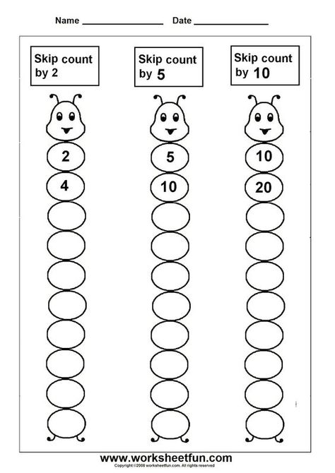 Counting By 2's 5's And 10's Worksheets Skip Counting Worksheets, Counting By 5's, Math Sheets, First Grade Worksheets, 2nd Grade Math Worksheets, 1st Grade Math Worksheets, Daily Math, Skip Counting, Kindergarten Math Worksheets