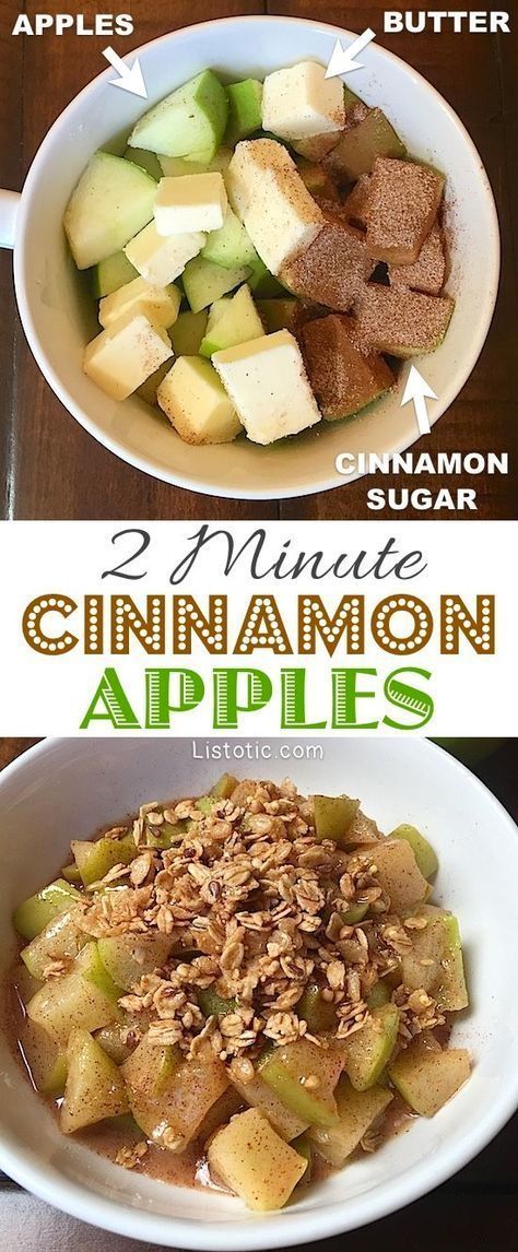 Super easy and quick cinnamon apple dessert! Top with vanilla ice cream or granola. YUM by cathryn Quick Dessert Recipes, Quick Easy Desserts, Apple Dessert, Cinnamon Apple, Chocolate Chip Muffins, 100 Calories, Vanilla Ice, Cinnamon Apples, Healthy Snacks Recipes