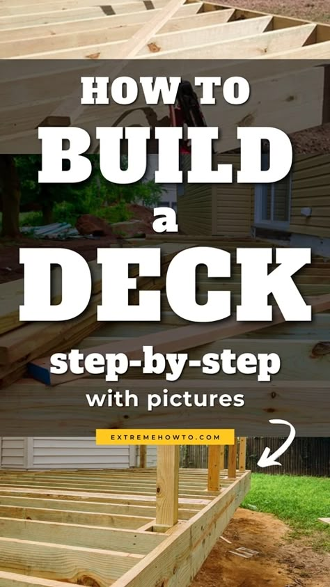 Free Deck Plans How To Build, Grilling Deck Ideas, Building A Small Deck, Deck Pergola Ideas Diy, 12x12 Deck Plans, Wood Decks And Patios, Simple Deck Off Back Of House, How To Build A Deck On The Ground, Deck Framing How To Build