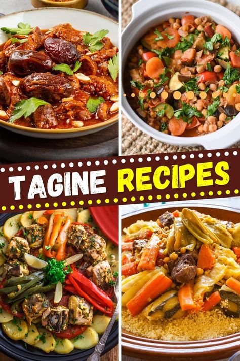 These Moroccan tagine recipes will add some flair to your table! From chicken to beef, to lamb, and more, you'll love these exotic dishes. Vegetarian Tagine Recipes, Vegetable Tagine Recipes, Mediteranian Diet Recipes Healthy, Chicken Tagine Recipes, Mediterranean Diet Chicken Recipes, Beef Tagine Recipes, Tagine Recipes Chicken, Tajine Recipes, Vegetarian Tagine