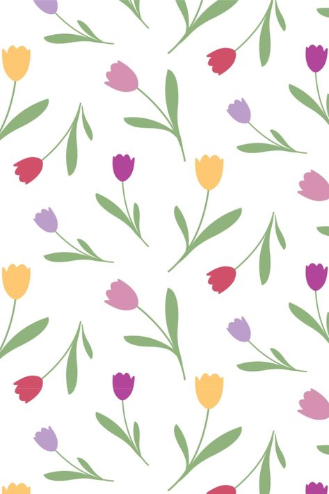 A simple vector #tulip flower #illustration turned into a #pattern. Flower Print Design Patterns, Tulip Vector Illustration, Tulip Illustration Cute, Spring Flower Pattern, Tulips Wallpaper Drawing, Spring Flower Illustration, Tulip Illustration Simple, Simple Designs To Paint, Cute Patterns To Paint