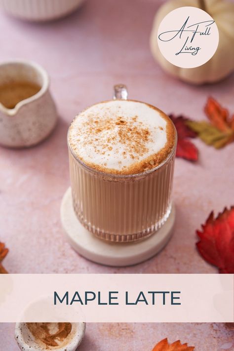 This simple Maple Latte is incredibly easy to make at home, with warm, comforting flavors. It's ready in 5 minutes or less with simple ingredients and is naturally sweetened with maple syrup. Maple Cardamom Latte, Maple Latte Recipe, Sugar Free Creamer, Maple Latte, Fall Coffee Drinks, Coffee Recipes Hot, Maple Bars, College Recipes, Espresso Recipes