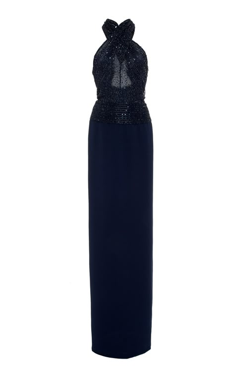 High Neck Beaded Dress, Halter Neck Evening Gown, Miu Miu Fashion, Halter Long Dress, Column Skirt, Naeem Khan, Column Gown, Event Outfit, Dreamy Dress