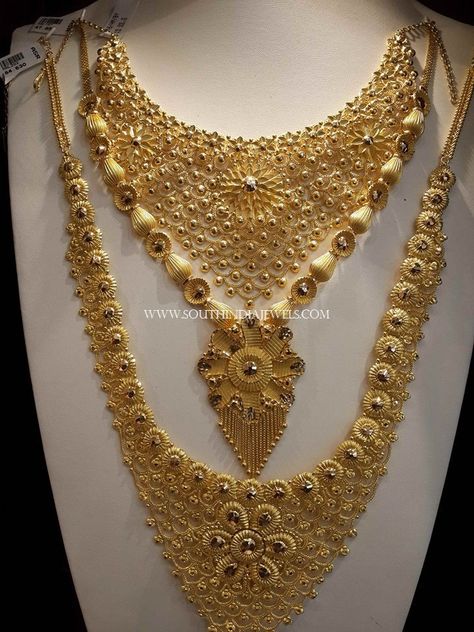 Bridal Jewellery Set From ASR Thangamaligai Gold Jewellery Set Bridal, Gold Jewels Design Set, Bridal Gold Jewellery With Price, Dubai Gold Jewelry Necklaces Bridal, Jewelry Ideas To Make, Gold Bridal Jewellery, Wedding Jewellery Designs, Dubai Gold Jewelry, Bridal Jewellery Set