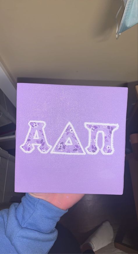 Purple Sorority Canvas, Alpha Delta Pi Canvas Painting, Adpi Painting Canvases, Sorority Clipboard Ideas, Zta Paintings, Dphie Canvases, Adpi Paintings, Sorority Painting Canvases, Aoii Paintings