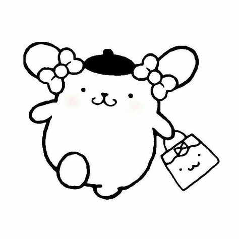 Pompompurin Coloring Page, Phomemo Printer, Insta Png, Hello Kitty Colouring, Hello Kitty Colouring Pages, Bunny Drawing, Hello Kitty Coloring, Baby Painting, Hello Kitty Art