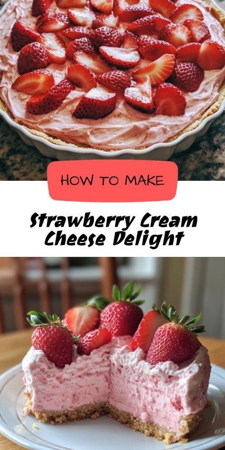 Delicious Strawberry Cream Cheese Delight Recipe | No-Bake Dessert Idea Indulge in the sweet and tangy flavors of Strawberry Cream Cheese Delight! This easy, no-bake dessert combines fresh strawberries, creamy cheese, and a crumbly graham cracker crust. Perfect for gatherings or cozy nights in, it's a treat everyone will love! Strawberry Delight Recipe, Cream Cheese Delight, Graham Cracker Dessert, Cracker Dessert, Delicious Strawberry Cake, Coconut Cheesecake, Strawberry Delight, Baked Strawberries, Strawberry Cream Cheese