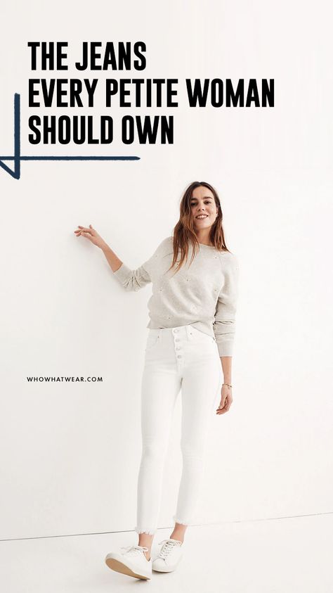 The best jeans for petite women Best Jeans For Short Women 2022, Jeans 2022 Trends Women Petite, Clothes For Petite Women Casual, Hair Length For Petite Women, Zara Petite Outfits, Fashion For Short Women Petite Style Over 40, Chic Outfits For Short Women, Petite Trendy Outfits, Mom Jeans For Petite Women