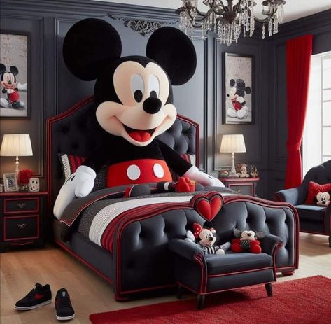 Mickey Mouse Room Decor, Mickey Mouse Bedding, Mickey Mouse Room, Mickey Mouse Bedroom, Male Bedroom Ideas, Mickey Mouse Quilt, Mickey Mouse House, Mickey Mouse Decorations, Weird Furniture