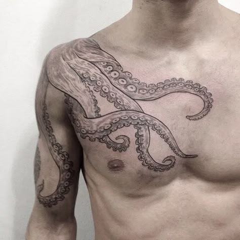 60 Octopus Tattoo Designs that are worth every penny » EcstasyCoffee Tentacle Tattoo, Octopus Tattoo Sleeve, Kraken Tattoo, Squid Tattoo, Serpent Tattoo, Octopus Tattoo Design, Octopus Tattoos, Octopus Tattoo, Chest Tattoos