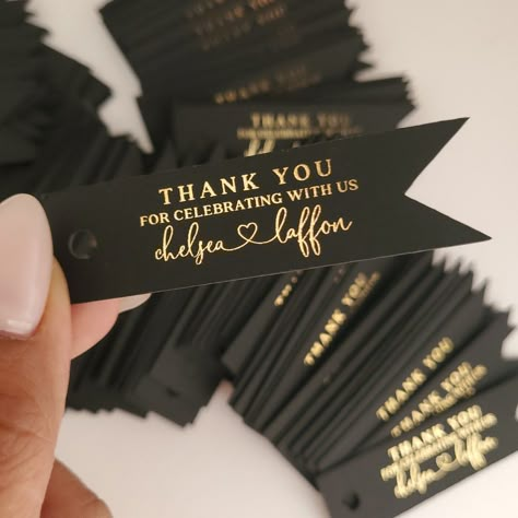 Rose Gold Black Wedding Decor, Black Tie Wedding Party Favors, Black And White Elegant Wedding Decor, Black And Gold Wedding Reception Decor, Wedding Decor Black And Gold, Black And Gold Bridal Party, Black White Gold Wedding Decor, Personalized Wedding Favors For Guests, Black And Gold Wedding Theme Decorations