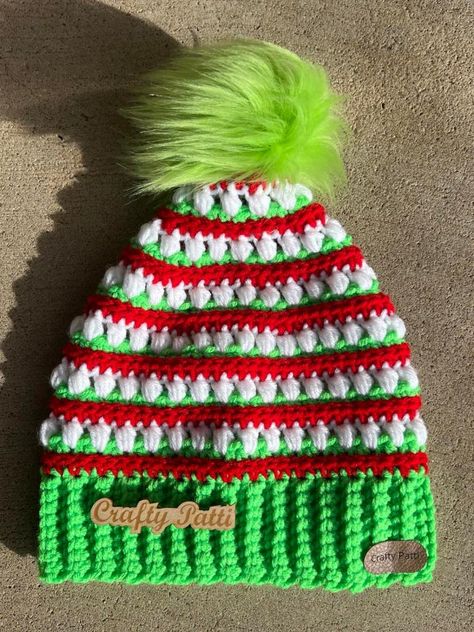 Crochet Grinch Hats Free Patterns, Grinch Beanie Crochet Pattern, Crocheted Grinch Hat Free Pattern, Grinch Hat Knitting Pattern, Grinch Beanie Crochet, Grinch Crochet Hat Pattern Free, Free Crochet Christmas Hat Patterns, Grinch Hat Crochet Pattern Free, Grinch Knitting Pattern Free