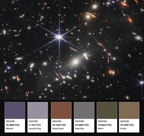 Solar System Color Palette, Pantone Swatch, James Webb Telescope, Pantone Matching System, Webb Telescope, Pantone Universe, Pantone Swatches, Scotch And Soda, James Webb Space Telescope