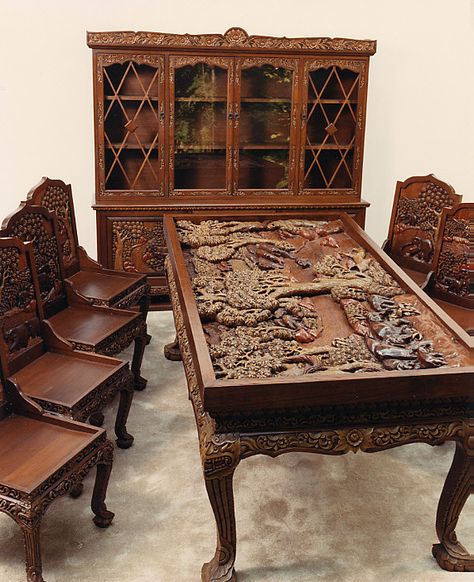 Hand Carved Furniture - Ideas on Foter Vietnamese Furniture, Old Tavern, Hutch Buffet, Hand Carved Furniture, Fine Furniture Design, Four Hands Furniture, 8 Seater Dining Table, Wood Relief, Philippine Houses