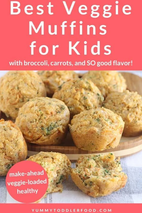 Serve up veggies in a kid-friendly form with these so good Veggie Muffins. They have broccoli, carrots, protein, and picky eater approved flavor! #veggiemuffins #healthymuffins #muffinsforkids Broccoli Muffins, Kids Friendly Meals, Chocolate Protein Muffins, Broccoli And Carrots, Baby Muffins, Veggie Muffins, Toddler Food Ideas, Toddler Lunch, Toddler Meal Ideas