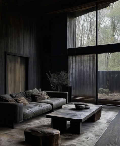 Wabi Sabi Landscape, Wabi Sabi Black, Dark Moody Aesthetic, Dark Living Room Ideas, Wabi Sabi Interior Design, Modern Wabi Sabi, Branding Images, Wabi Sabi Interior, Dark Living Rooms