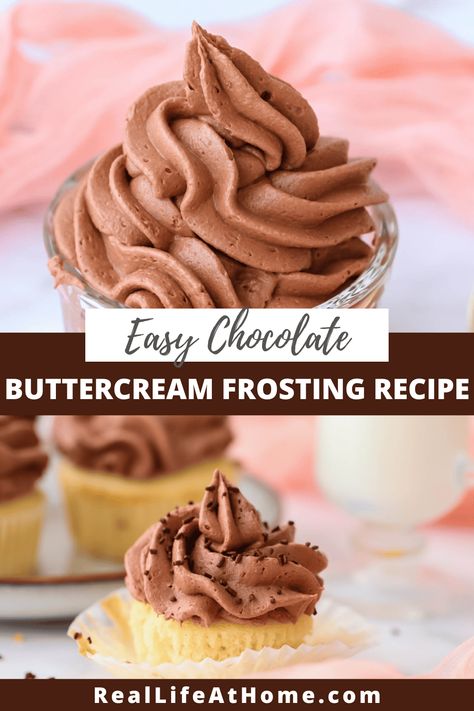 Quick and Easy Chocolate Buttercream Frosting Recipe - This is so easy plus it's delicious! You'll definitely want to try this chocolate frosting recipe Easy Chocolate Frosting Recipe, Easy Chocolate Buttercream Frosting, Easy Chocolate Buttercream, Buttercream Frosting Recipe Easy, Chocolate Buttercream Frosting Easy, Chocolate Frosting Recipe Easy, Buttercream Icing Cake, Best Chocolate Buttercream Frosting, Chocolate Buttercream Frosting Recipe