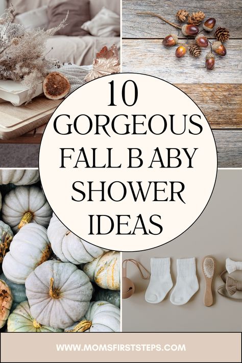 Looking for inspiration for a fall baby shower? This article has 10 gorgeous, unique fall baby shower ideas that will inspire you. Whether you're the expectant mom or a friend or family member who is helping with baby shower planning, this list of baby shower ideas will give you lots of great aesthetic fall baby shower ideas for the big day! Elegant Fall Baby Shower Ideas, Baby Shower October Theme, Gender Neutral Fall Baby Shower Ideas, Baby Boy Fall Shower Ideas, Baby Boy Shower Ideas Themes Fall, October Baby Shower Ideas Boys, Autumn Baby Shower Theme, Rustic Fall Baby Shower Ideas, Fall Baby Boy Shower Ideas