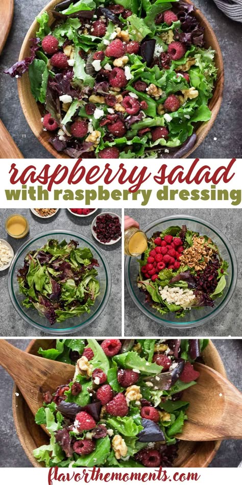 Raspberry Salad Recipe Salad Recipes With Raspberry Vinaigrette, Raspberry Dressing Salad, Raspberry Walnut Salad, Raspberry Vinaigrette Salad Recipes, Raspberry Salads, Rasberry Salad, Stawberry Salad, Raspberry Dressing Recipe, Salad Raspberry Vinaigrette