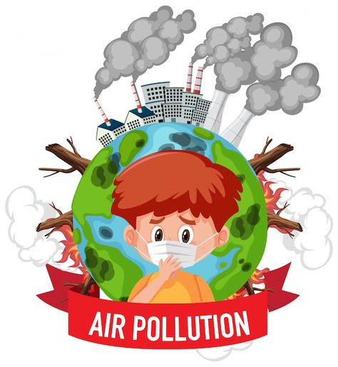 Pollution Activities Worksheets, Girl Wearing Mask, Air Pollution Project, Causes Of Air Pollution, Pollution Pictures, Stop Pollution, Vector Poster Design, Pollution Activities, Air Pollution Poster